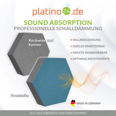 platino24 STUDIOline Akustikpaneele 3D-Set Wabe - 15 Elemente mit spezieller Akustik-Beschichtung #B013