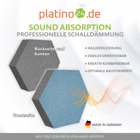 platino24 STUDIOline Akustikpaneele 3D-Set Wabe - 15 Elemente mit spezieller Akustik-Beschichtung #B014