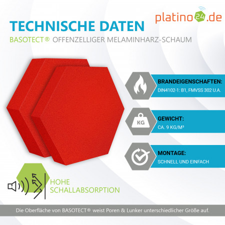 Edition LOFT Honeycomb - 6 Absorber aus Basotect ® - Farbe: Red Pepper