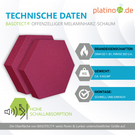 Edition LOFT Honeycomb - 6 Absorber aus Basotect ® - Farbe: Crimson