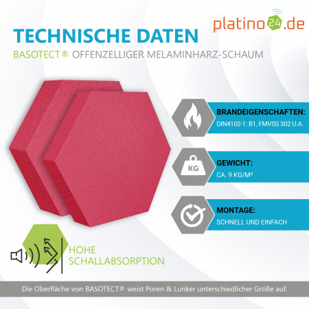 Edition LOFT Honeycomb - 6 Absorber aus Basotect ® - Farbe: Magenta