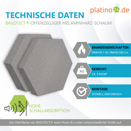 Edition LOFT Honeycomb - 6 Absorber aus Basotect ® - Farbe: Platinum