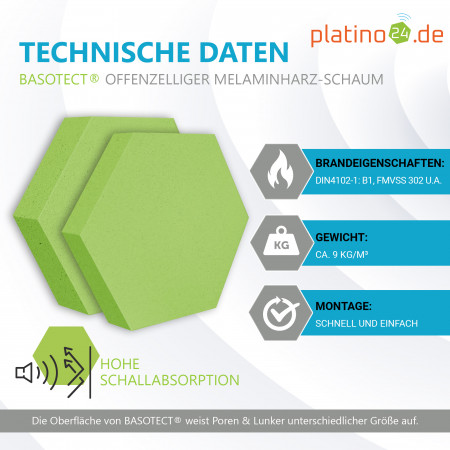 Edition LOFT Honeycomb - 6 Absorber aus Basotect ® - Farbe: Lime