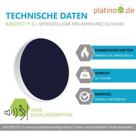 1 Akustik Schallabsorber aus Basotect ® G+ / Kreis 55 cm Multicolore (Nachtblau)