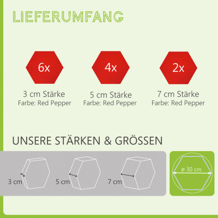 Edition LOFT Honeycomb - 12 Absorber aus Basotect ® - Farbe: Red Pepper