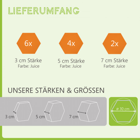 Edition LOFT Honeycomb - 12 Absorber aus Basotect ® - Farbe: Juice