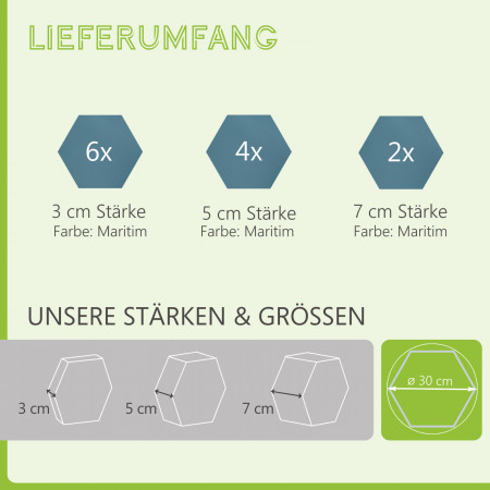 Edition LOFT Honeycomb - 12 Absorber aus Basotect ® - Farbe: Maritim