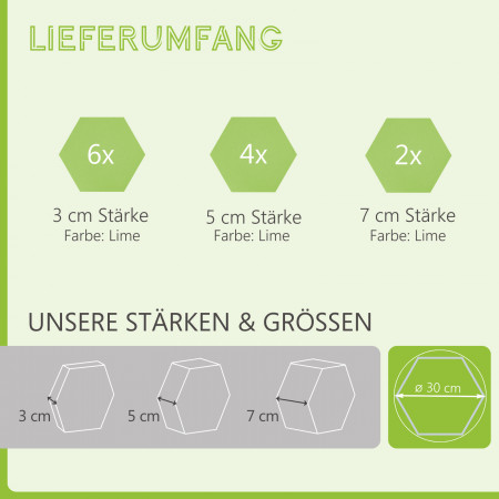 Edition LOFT Honeycomb - 12 Absorber aus Basotect ® - Farbe: Lime
