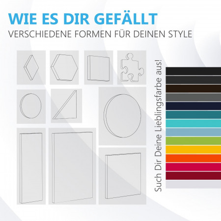 Schallabsorber Set aus Basotect G+ mit Akustikfilz, 8 quadratische Absorberelemente als Wandbild