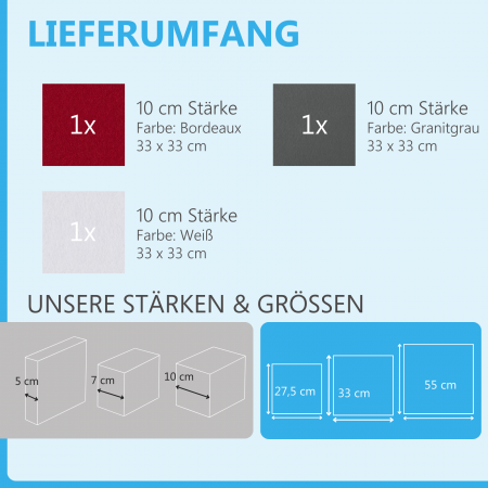 Schallabsorber aus Basotect ® G+ / 3x Regaleinsatz passend z.B. für IKEA KALLAX oder EXPEDIT - Set 10