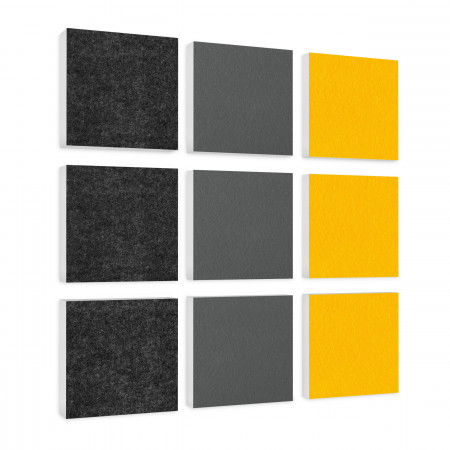 Wandbild Quadrate 9-tlg. Schalldämmung aus Basotect ® G+ / Schallabsorber - Elemente - Set 22