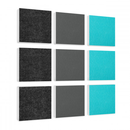 Wall objects squares 9-pcs. sound insulation made of Basotect ® G+ / sound absorber - elements - Set 23