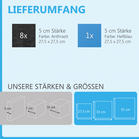 Wandbild Quadrate 9-tlg. Schalldämmung aus Basotect ® G+ / Schallabsorber - Elemente - Set 25