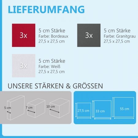 Wandbild Quadrate 9-tlg. Schalldämmung aus Basotect ® G+ / Schallabsorber - Elemente - Set 31