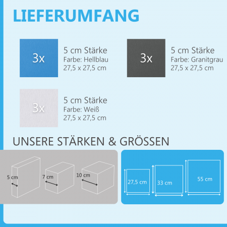 Wandbild Quadrate 9-tlg. Schalldämmung aus Basotect ® G+ / Schallabsorber - Elemente - Set 33