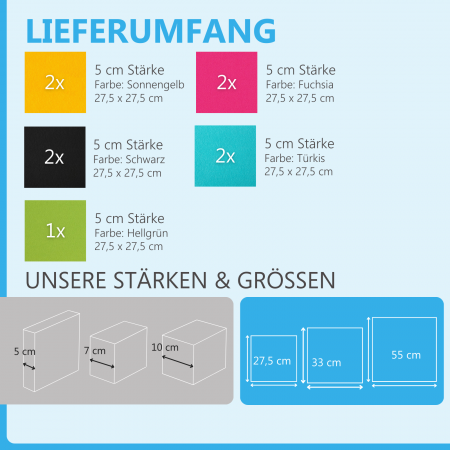 Wandbild Quadrate 9-tlg. Schalldämmung aus Basotect ® G+ / Schallabsorber - Elemente - Set 35