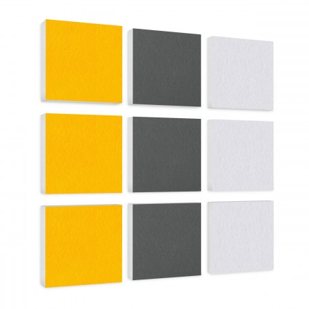 Wall objects squares 9-pcs. sound insulation made of Basotect ® G+ / sound absorber - elements - Set 39