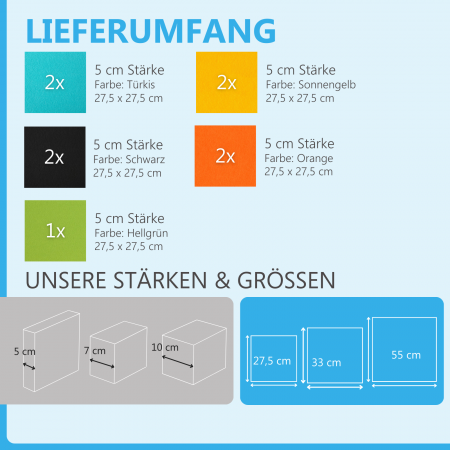 Wandbild Quadrate 9-tlg. Schalldämmung aus Basotect ® G+ / Schallabsorber - Elemente - Set 42