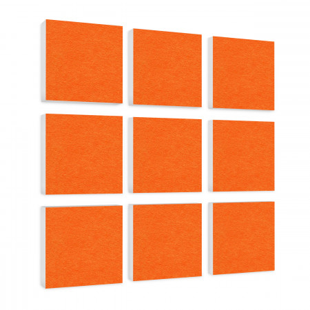 Wall object squares 9 pieces sound insulation, ORANGE - sound absorber - elements made of Basotect ® G+