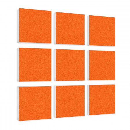 Wandbild Quadrate 9-tlg. Schalldämmung, ORANGE- Schallabsorber - Elemente aus Basotect ® G+