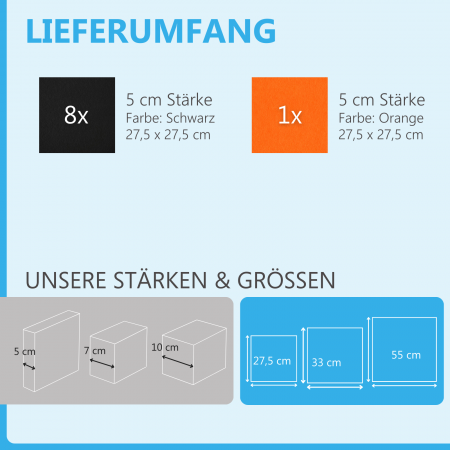 Wandbild Quadrate 9-tlg. Schalldämmung aus Basotect ® G+ / Schallabsorber - Elemente - Set 44