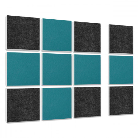 Wandbild Quadrate 12-tlg. Schalldämmung aus Basotect ® G+ / Schallabsorber - Elemente - Set 4