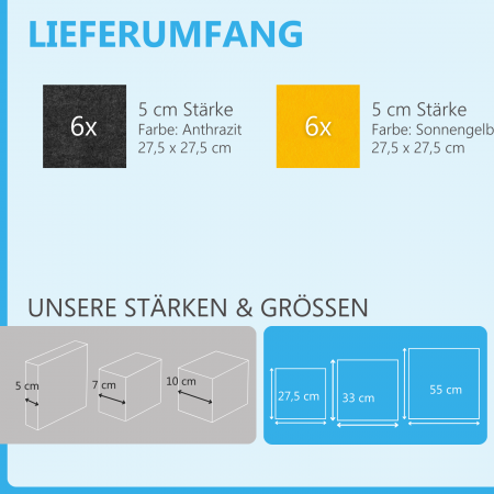 Wandbild Quadrate 12-tlg. Schalldämmung aus Basotect ® G+ / Schallabsorber - Elemente - Set 6