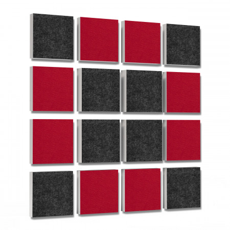 Wall objects squares 16-pcs. sound insulation made of Basotect ® G+ / sound absorber - elements - Set 01