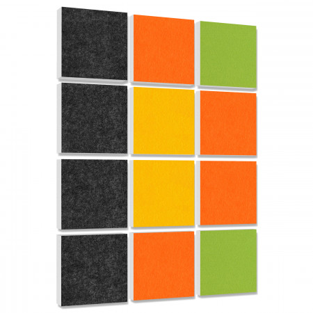 Wall objects squares 12-pcs. sound insulation made of Basotect ® G+ / sound absorber - elements - Set 7