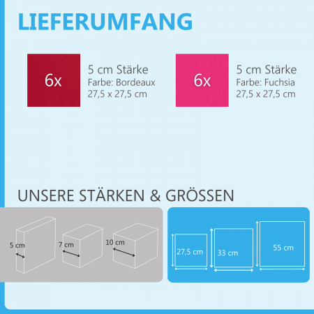 Wandbild Quadrate 12-tlg. Schalldämmung aus Basotect ® G+ / Schallabsorber - Elemente - Set 10