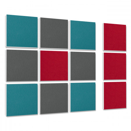 Wall objects squares 12-pcs. sound insulation made of Basotect ® G+ / sound absorber - elements - Set 15