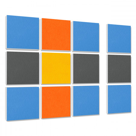 Wall objects squares 12-pcs. sound insulation made of Basotect ® G+ / sound absorber - elements - Set 17