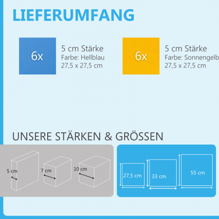 Wandbild Quadrate 12-tlg. Schalldämmung aus Basotect ® G+ / Schallabsorber - Elemente - Set 19
