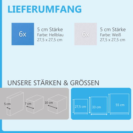 Wandbild Quadrate 12-tlg. Schalldämmung aus Basotect ® G+ / Schallabsorber - Elemente - Set 20