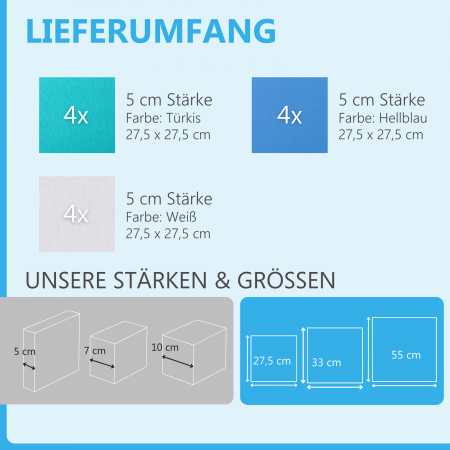 Wandbild Quadrate 12-tlg. Schalldämmung aus Basotect ® G+ / Schallabsorber - Elemente - Set 21