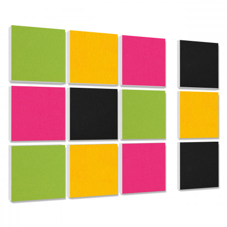 Wall objects squares 12-pcs. sound insulation made of Basotect ® G+ / sound absorber - elements - Set 25