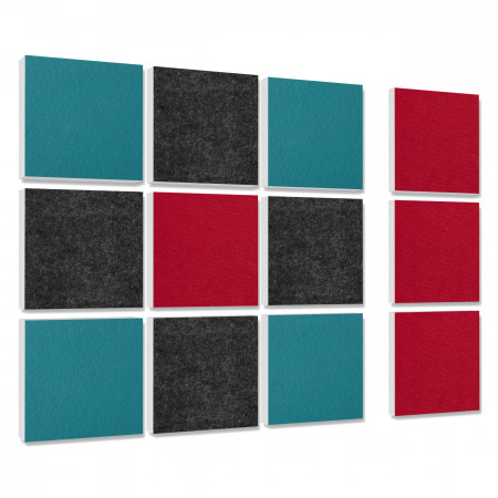 Wall objects squares 12-pcs. sound insulation made of Basotect ® G+ / sound absorber - elements - Set 26