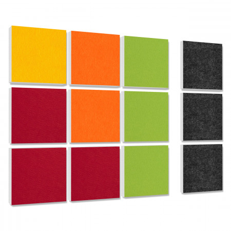 Wall objects squares 12-pcs. sound insulation made of Basotect ® G+ / sound absorber - elements - Set 27