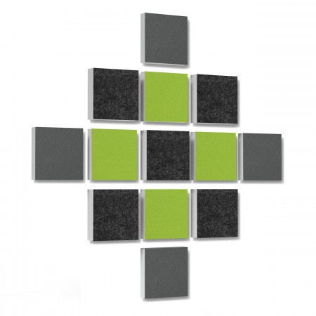 Wandbild Quadrate 13-tlg. Schalldämmung aus Basotect ® G+ / Schallabsorber - Elemente - Set 01