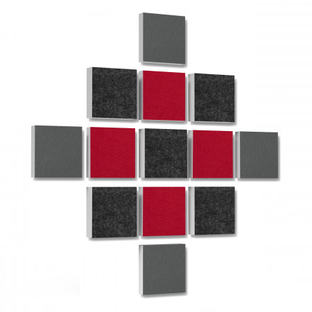 Wandbild Quadrate 13-tlg. Schalldämmung aus Basotect ® G+ / Schallabsorber - Elemente - Set 02