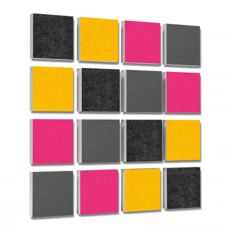 Wall objects squares 16-pcs. sound insulation made of Basotect ® G+ / sound absorber - elements - Set 05