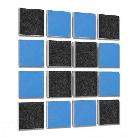 Wandbild Quadrate 16-tlg. Schalldämmung aus Basotect ® G+ / Schallabsorber - Elemente - Set 06