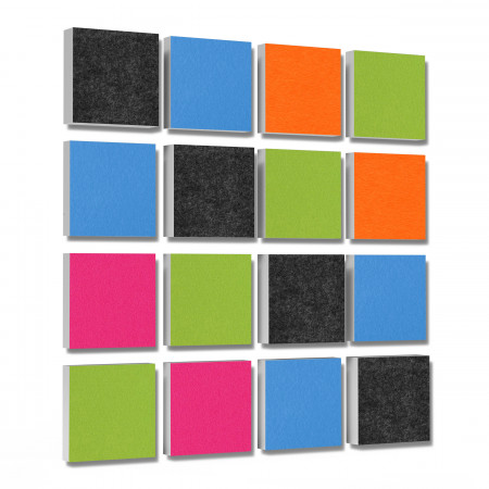 Wall objects squares 16-pcs. sound insulation made of Basotect ® G+ / sound absorber - elements - Set 17