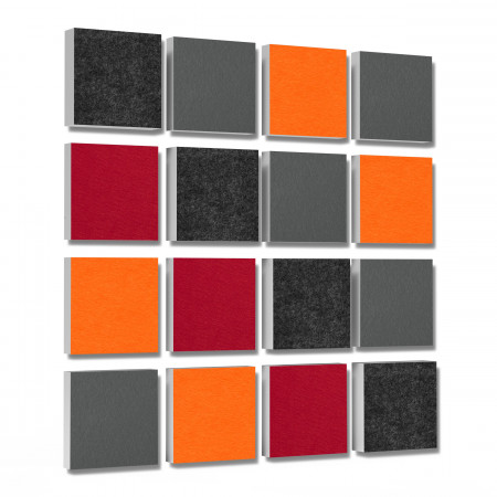 Wall objects squares 16-pcs. sound insulation made of Basotect ® G+ / sound absorber - elements - Set 26