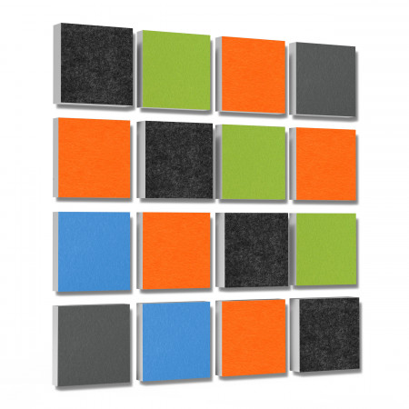 Wall objects squares 16-pcs. sound insulation made of Basotect ® G+ / sound absorber - elements - Set 28