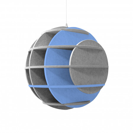 „SATELLITE“ 3D-Akustik-Objekt Kugel SILVER GREY für optimale Raumakustik, INNOVATIVES DESIGN / DM: 40 cm