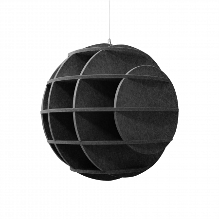 „SATELLITE“ 3D-Akustik-Objekt Kugel ANTHRACITE für optimale Raumakustik, INNOVATIVES DESIGN / DM: 58 cm