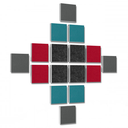 Wandbild Quadrate 16-tlg. Schalldämmung aus Basotect ® G+ / Schallabsorber - Elemente - Set 35