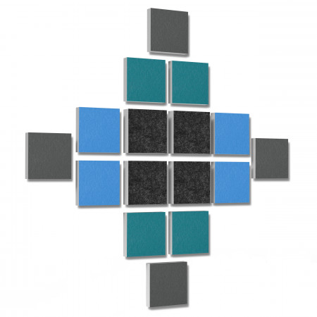 Wandbild Quadrate 16-tlg. Schalldämmung aus Basotect ® G+ / Schallabsorber - Elemente - Set 39