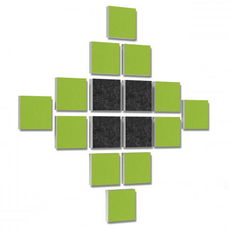 Wall objects squares 16-pcs. sound insulation made of Basotect ® G+ / sound absorber - elements - Set 44